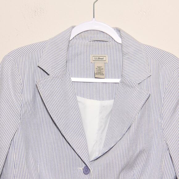 Vintage LL Bean Striped Blazer Jacket Size 12 Cotton Blend - Picture 3 of 11
